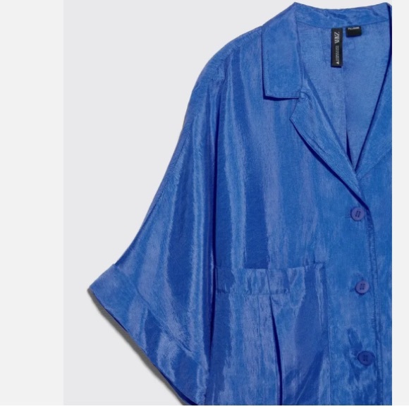 Zara blue Fillsens button down blouse size XL - Picture 2 of 6